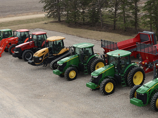 Case and John Deere tractors